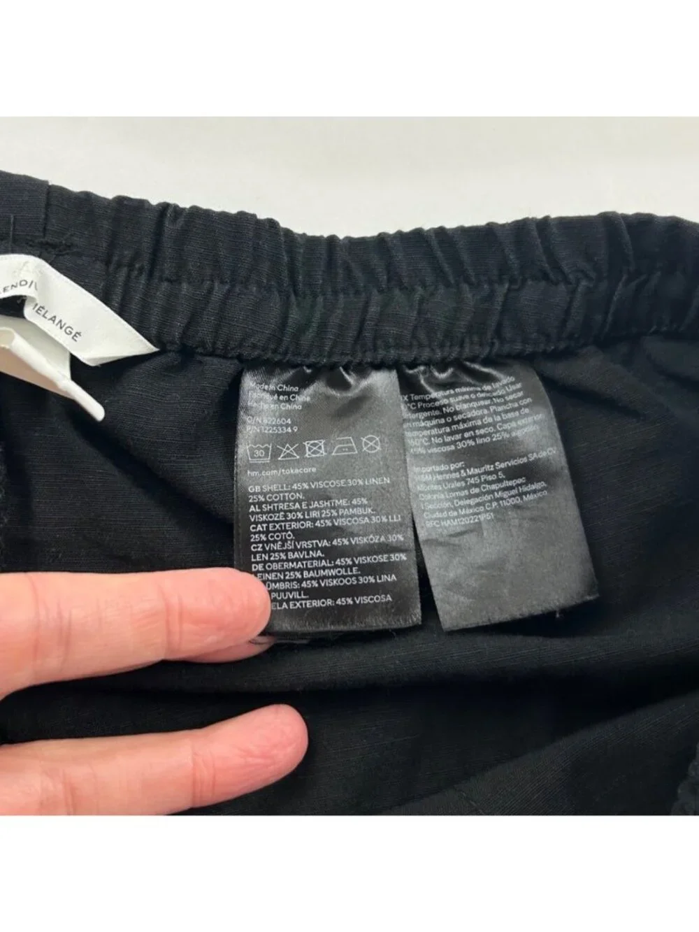 H&M Black Linen Blend Relaxed Jogger Pant M